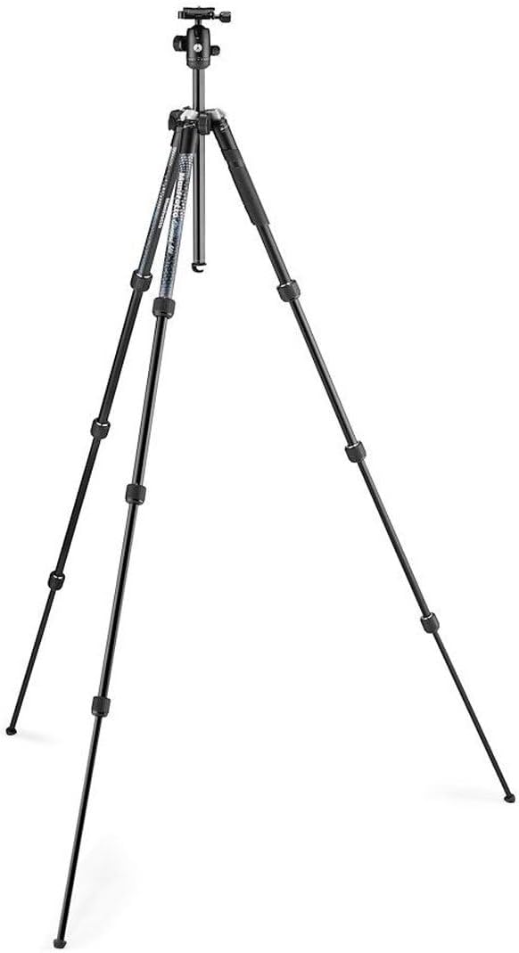 Black camera tripod on a white background