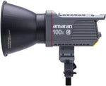 Amaran studio light with a large lens on a white background