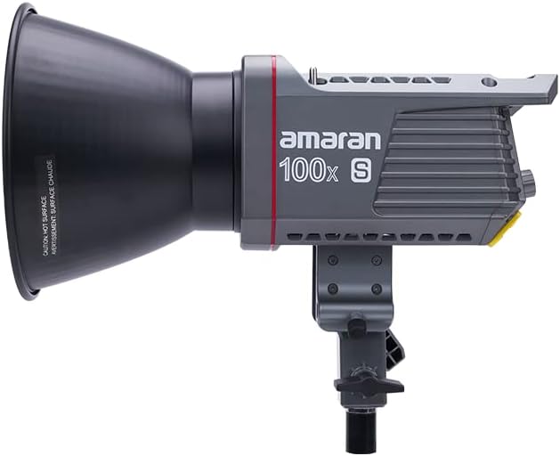 Amaran studio light with a large lens on a white background