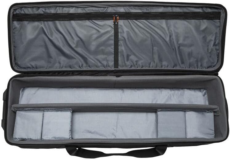 Gray protective case with interior compartments on a white background