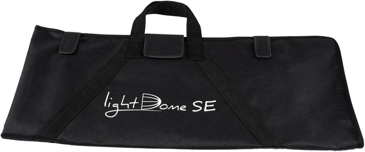 Black carrying case with 'light dome SE' branding on a white background