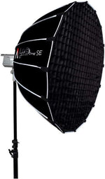 Studio light with a softbox on a white background