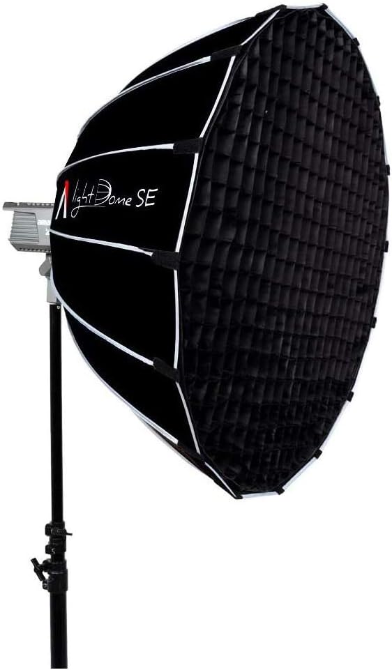 Studio light with a softbox on a white background