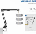 Upgraded arm stand with maximum load capacity details on a white background