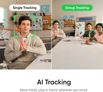 Comparison of a regular webcam and Insta360 Link 2 showing focus on a model of a room.