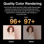 Comparison of Godox lighting quality with other lighting on a person wearing a red hat.