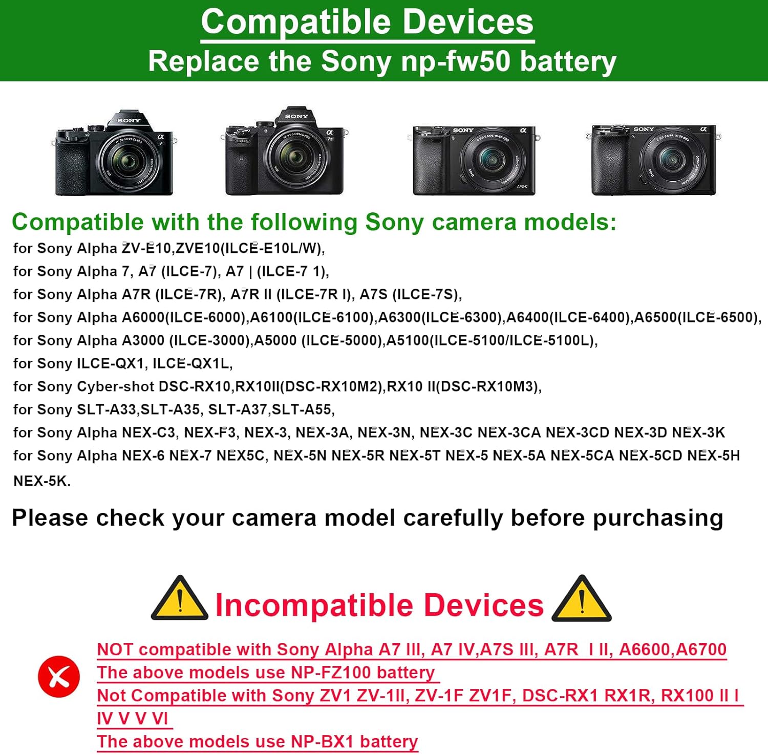 Gonine AC-PW20 AC Power Adapter NP-FW50 Dummy Battery Kit