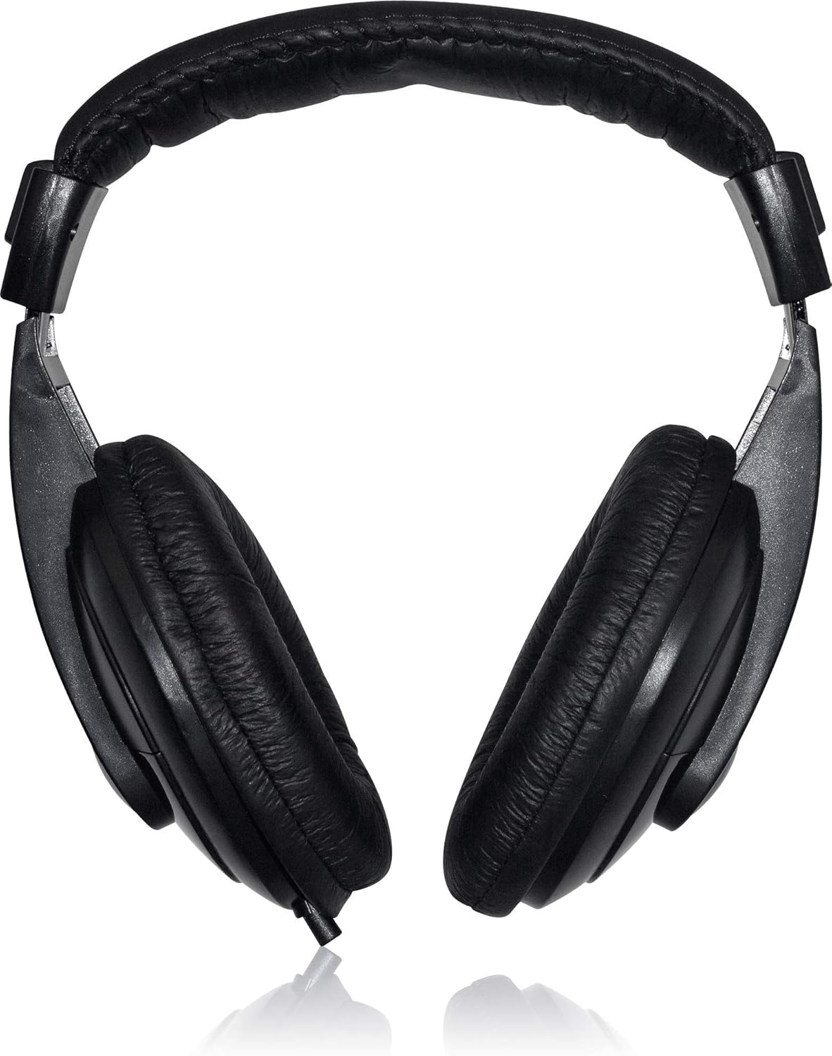 Black over-ear headphones on a white background