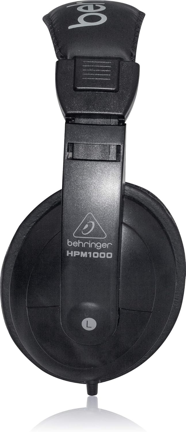 Black headphones with Behringer logo on a white background