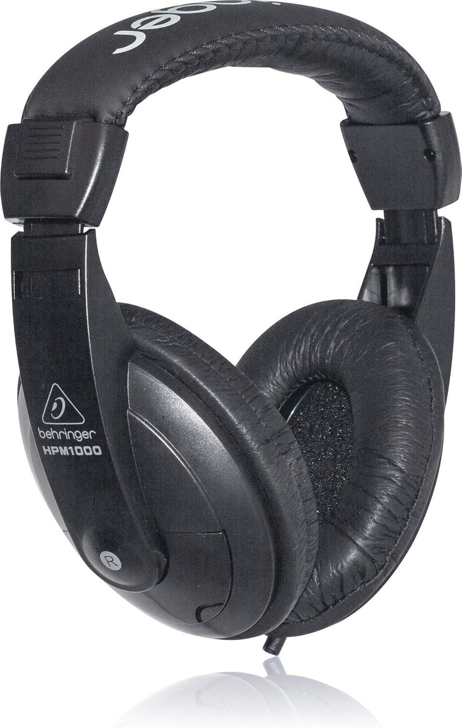 Black Behringer headphones on a white background