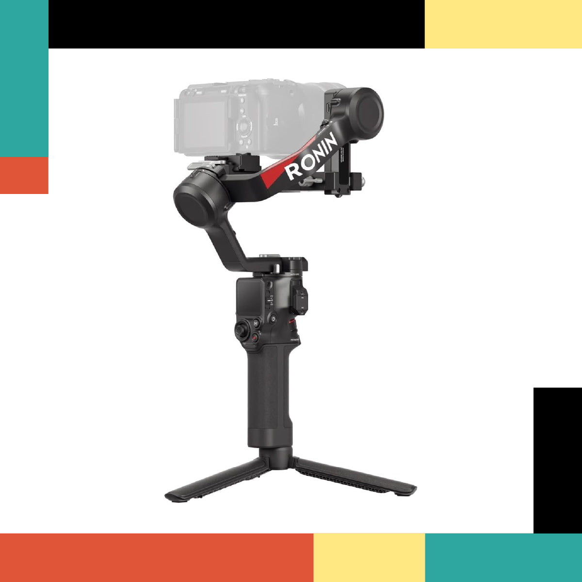 Camera stabilizer with 'RONIN' branding on a white background