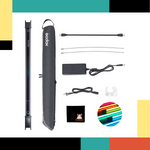 GODOX studio light kit with accessories on a colorful background