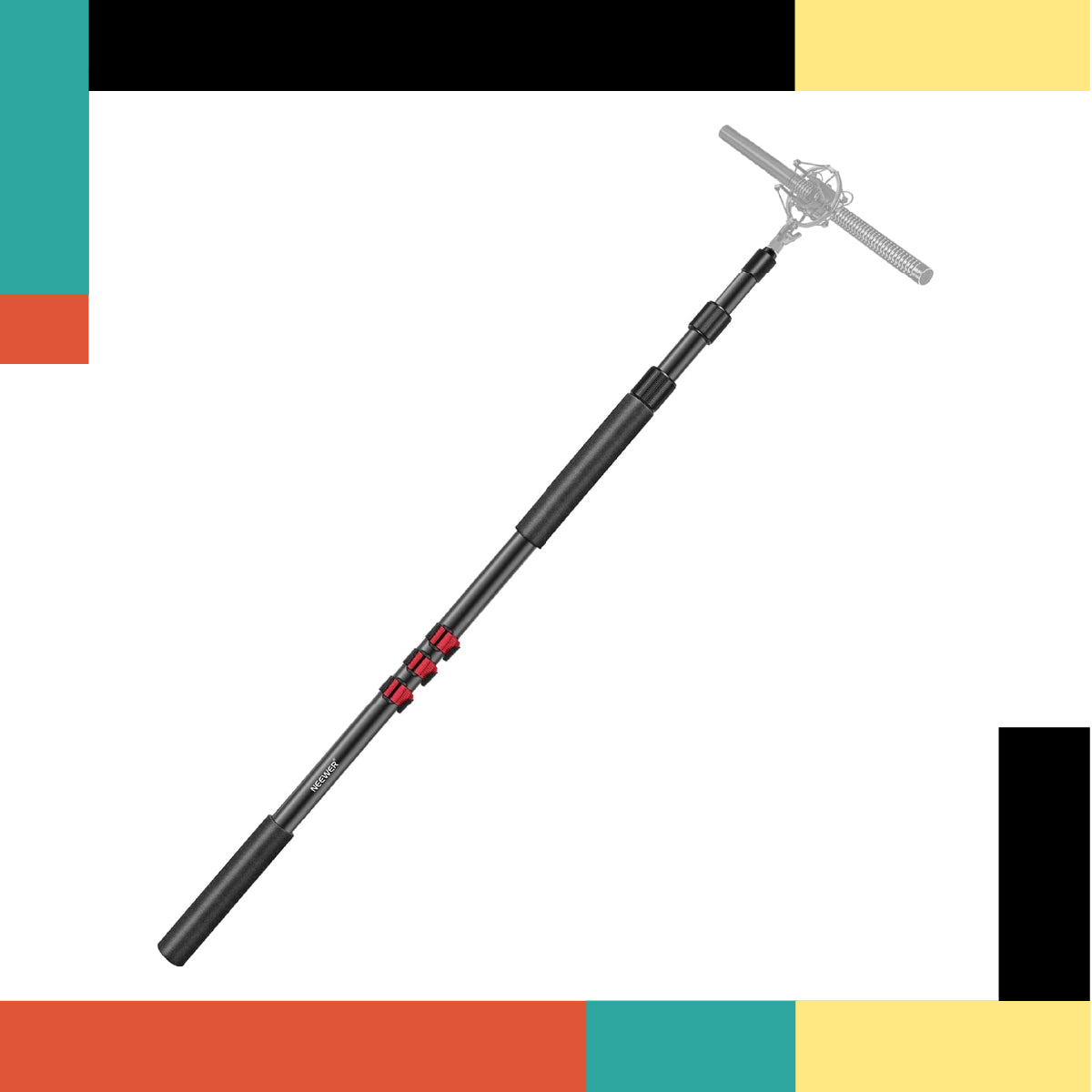 Telescopic pole with a brush attachment on a white background
