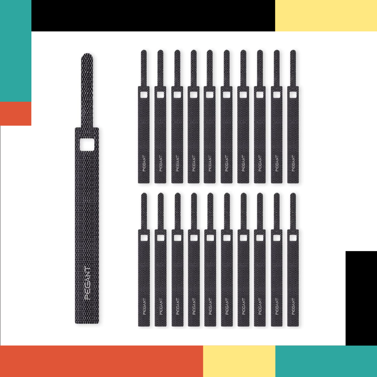 Set of black electronic devices with 'Pigeon' branding on a colorful geometric background