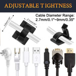 Cable clamps with adjustable tightness feature and various cables displayed.