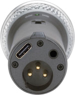Close-up of a power outlet with USB port and lighting indicators on a white background