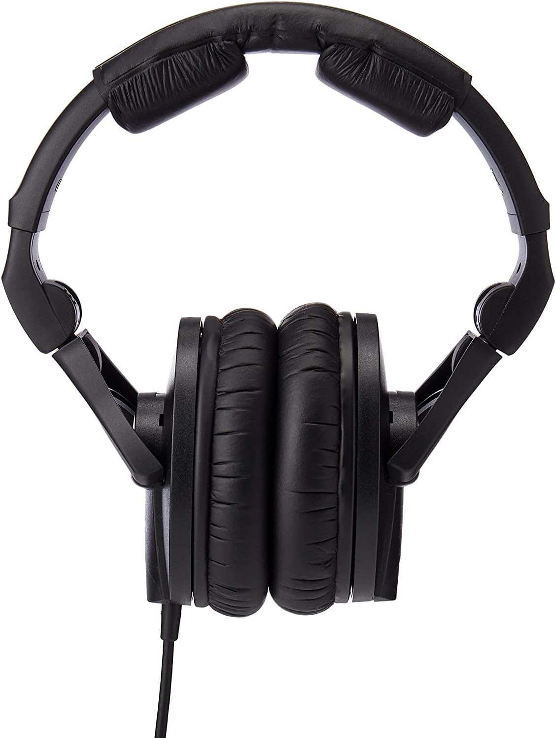 Black headphones on a white background