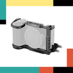 Camera cage with 'SmallRig' branding on a colorful background