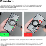 Instructions on using a magnetic phone holder with text and images showing correct and incorrect methods.