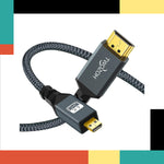 HDMI cable with a adapter on a colorful background