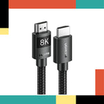 HDMI cable with UGREEN branding and 8K label on a colorful background