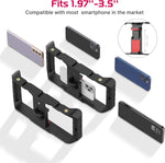 Black smartphone camera lens protector with compatibility text on a white background