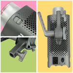 Collage of a gray microphone with different parts on colorful backgrounds