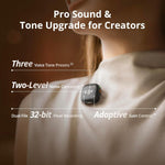 DJI device on a person's chest with features highlighted, set against a blurred background.