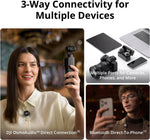 Product advertisement with a woman holding a camera, multiple devices, and text about connectivity.