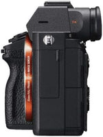 Camera body with lens cap on a white background