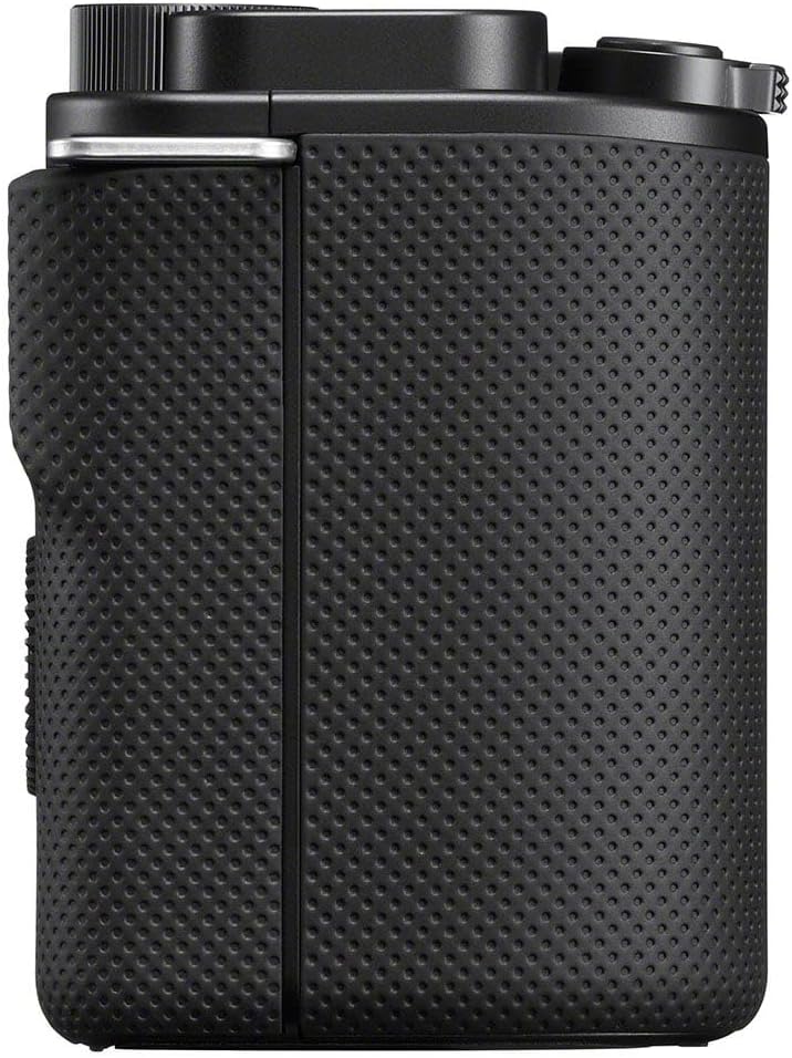 Black textured camera case on a white background